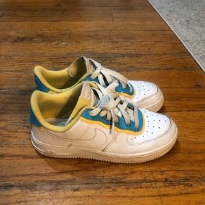 Nike blue and yellow air forces